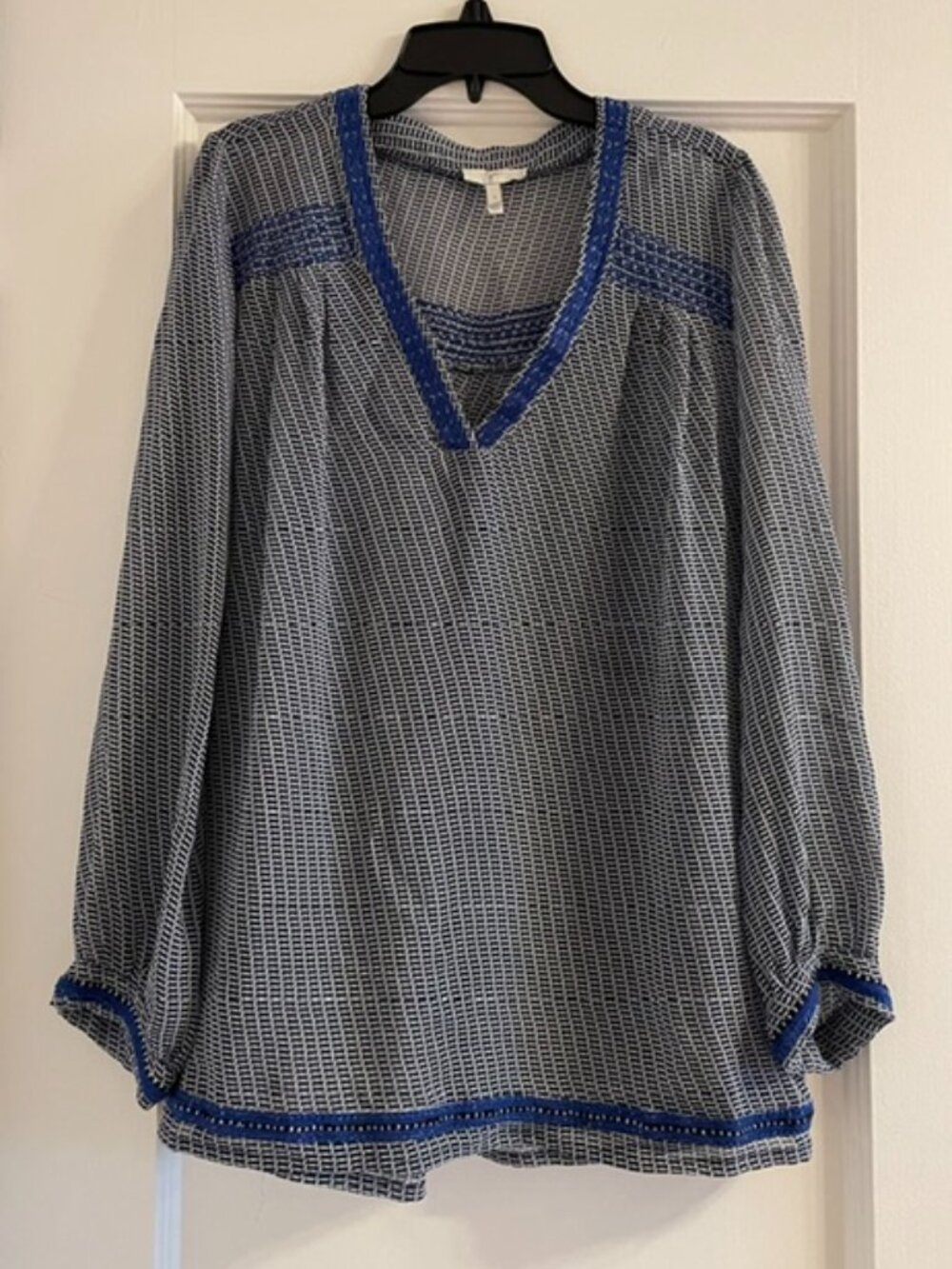 JOIE Carven Silk Blue Embroidered Tunic + BONUS Striped Silk top S Small